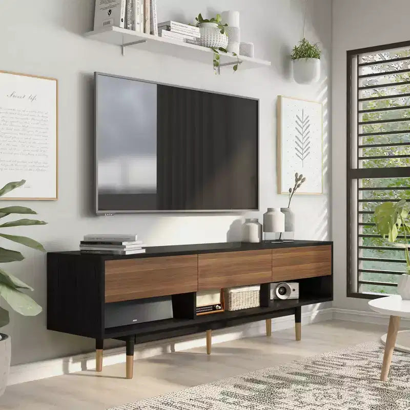 Meuble TV 3 tiroirs de style Mid-Century