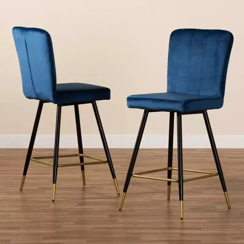 Ensemble de 2 tabourets de bar bicolores en métal