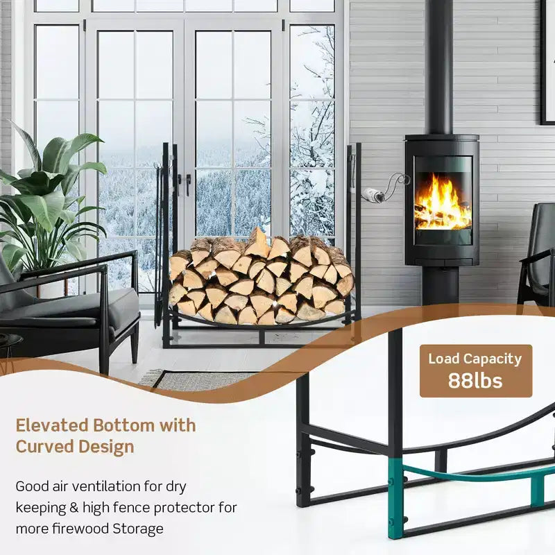 Range-bûches 30" avec 4 outils et supports à petit bois pour l'intérieur et l'extérieur