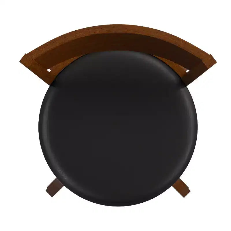 Tabouret de bar pivotant classique en bois à dossier ouvert avec siège rembourré et repose-pieds intégré