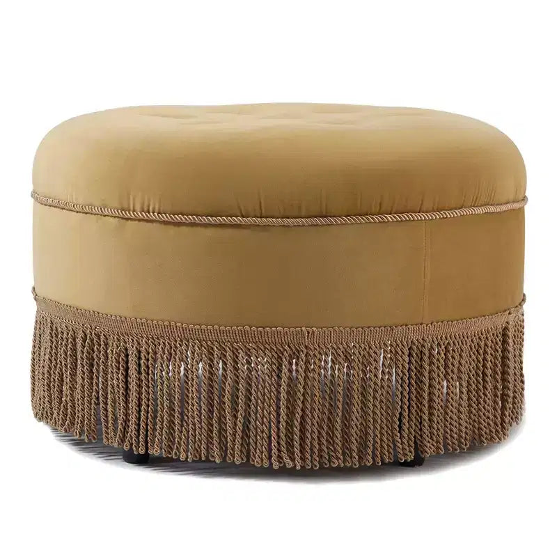 Ottoman rond d'appoint capitonné