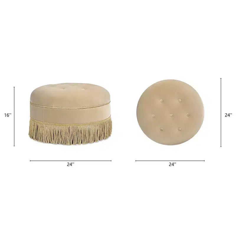 Ottoman rond d'appoint capitonné