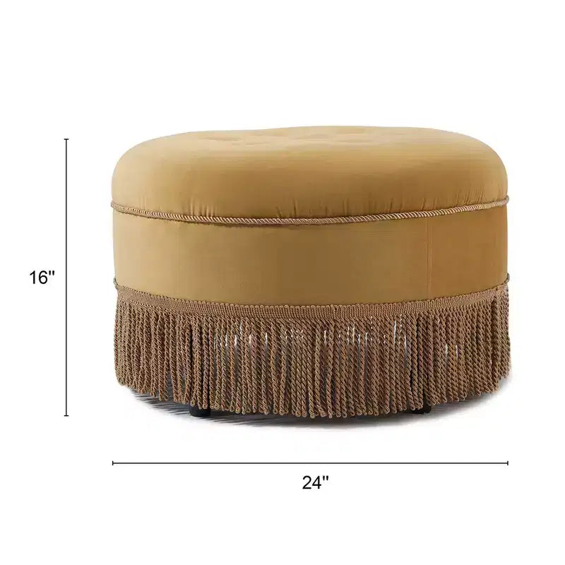 Ottoman rond d'appoint capitonné