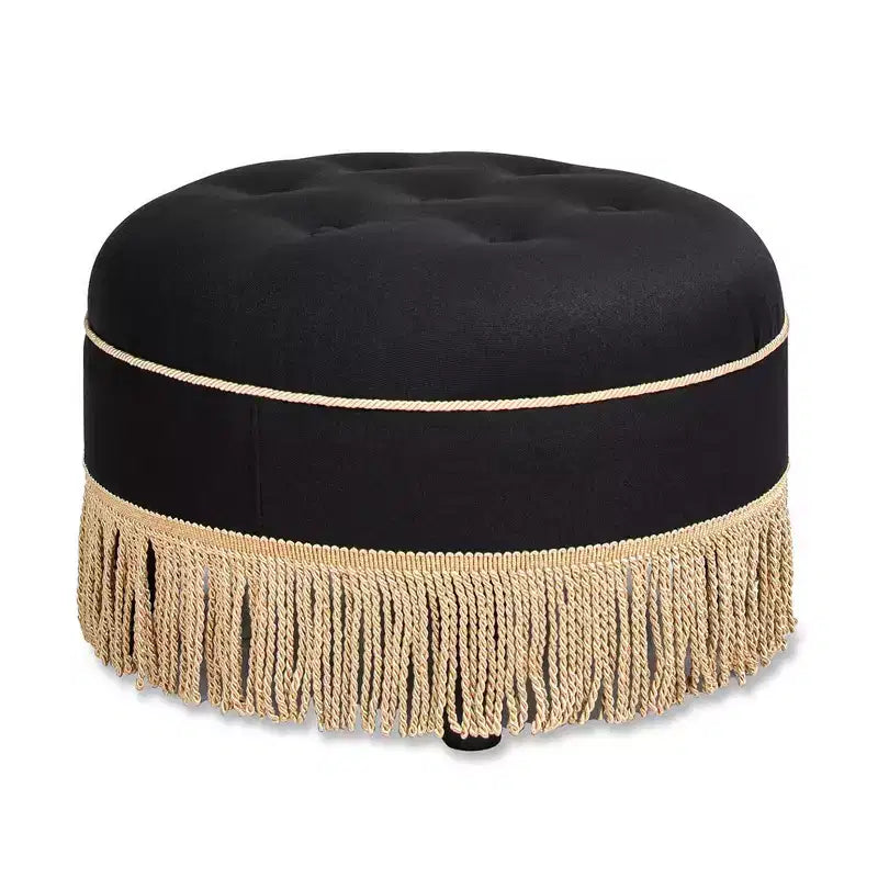 Ottoman rond d'appoint capitonné