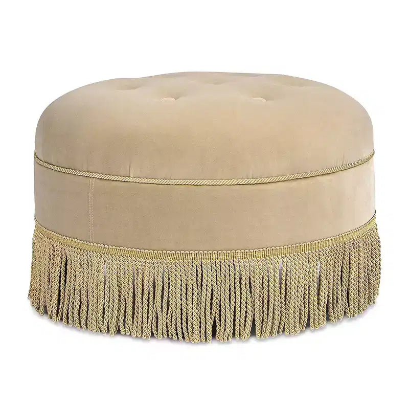 Ottoman rond d'appoint capitonné