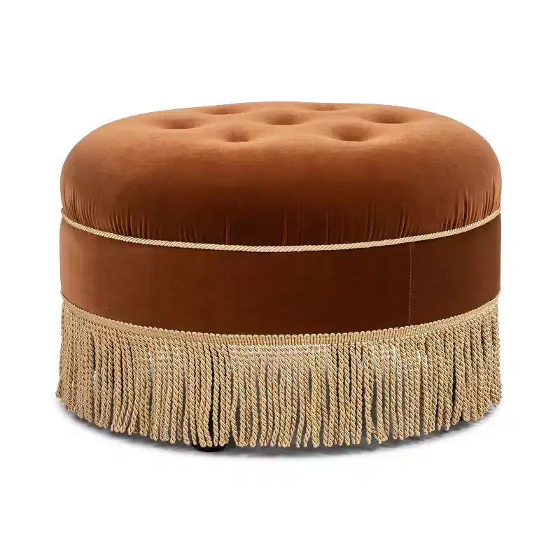 Ottoman rond d'appoint capitonné