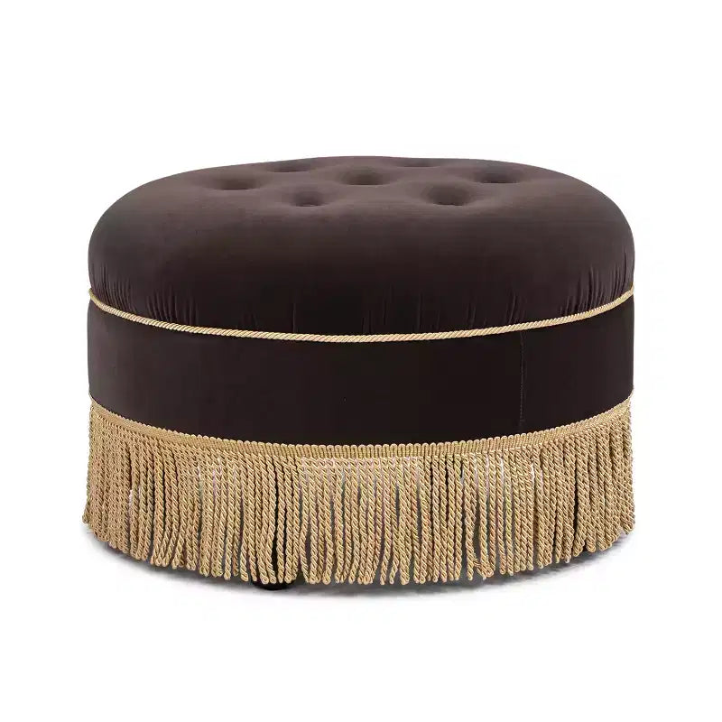 Ottoman rond d'appoint capitonné