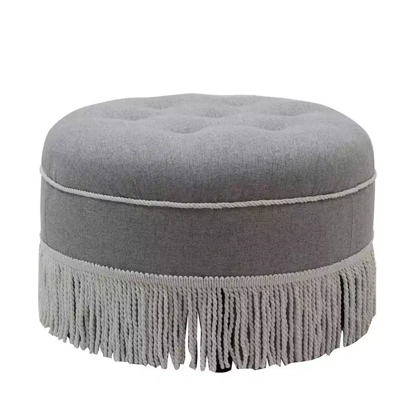 Ottoman rond d'appoint capitonné